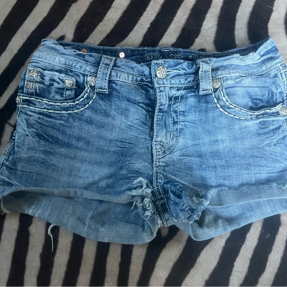 Y2K Miss Me Distressed Blue Denim Jean Women Shorts
